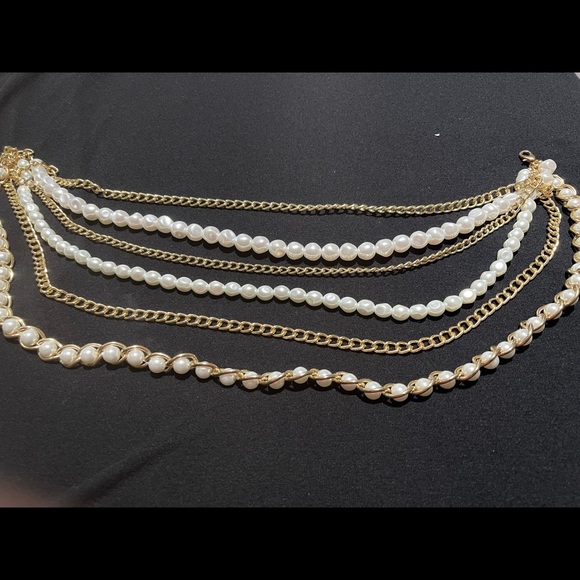 Pearl and gold chain necklace - Picture 3 of 5